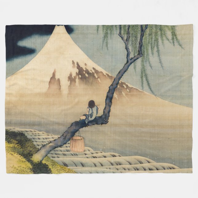 Couverture Polaire Katsushika Hokusai - Garçon regardant le Mont Fuji (Devant (Horizontal))