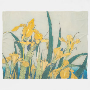 Couverture Polaire Katsushika Hokusai - Grasshopper et Iris