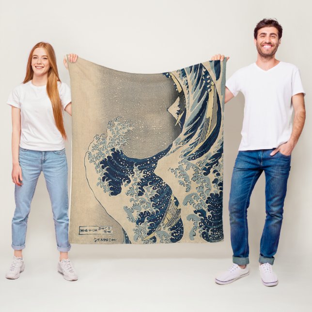 Couverture Polaire Katsushika Hokusai. La Grande Vague au large de Ka (En situation)