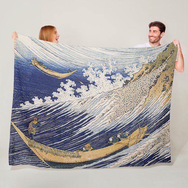 Couverture Polaire Katsushika Hokusai. vagues (En situation)