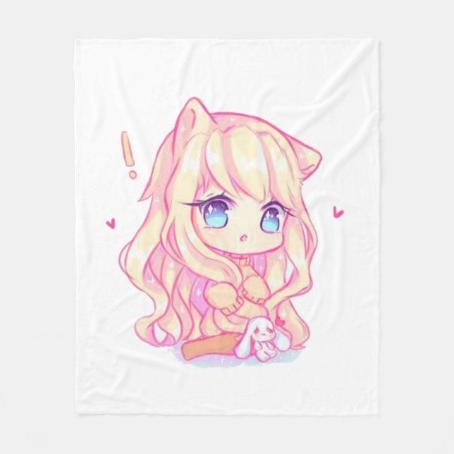 Couverture Polaire kawaii, anime, fille, juste, qui,aime, dessine, (Devant)