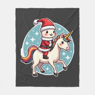 Couverture Polaire Kawaii Axolotl Licorne Xmas Santa Joyeux Noël