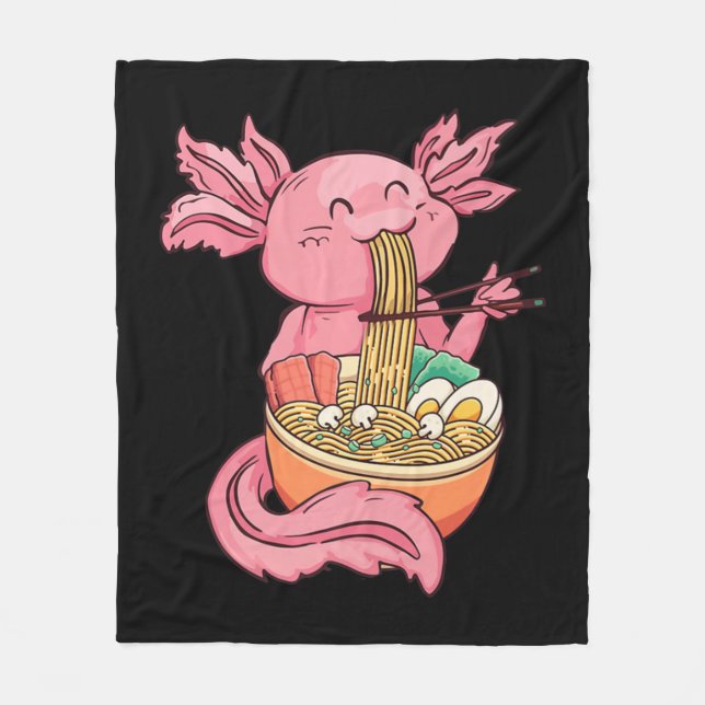 Couverture Polaire Kawaii Axolotl Manger Ramen nouilles Anime Kids Gi (Devant)