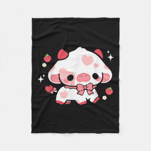 Couverture Polaire Kawaii Cow fraise mignonne Aesthétique Anime Girls
