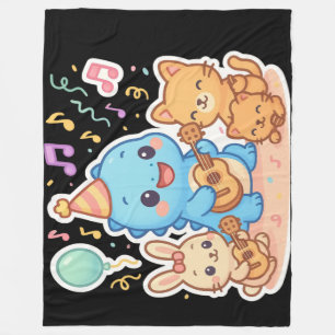 Couverture Polaire Kawaii Cute Party Collection - Dino & Friends