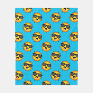 Couverture Polaire Kawaii Joyeux soleil avec lunettes de soleil