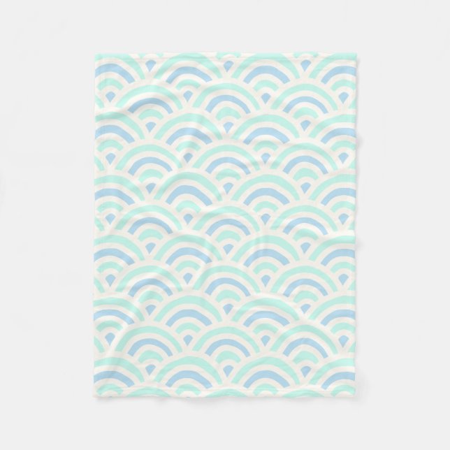 Couverture Polaire Kawaii Pastel Japanese Seigaiha Pattern (Devant)