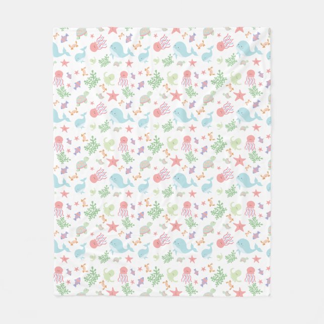 Couverture Polaire Kawaii sous le Baby shower marin Pastel neutre (Devant)