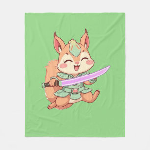Couverture Polaire Kawaii Squirrel Samurai.