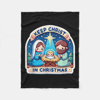 Couverture Polaire Keep Christ In Christmas Nativity Scene Manger Jes