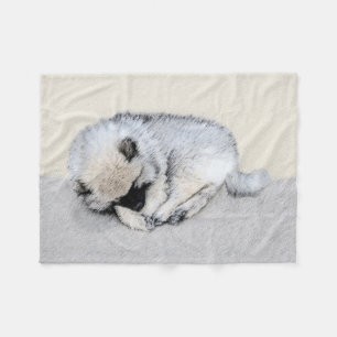 Couverture Polaire Keeshond Sleeping Puppy Peinture Chien Art origina