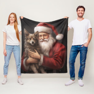 Couverture Polaire Kelpie australienne avec Noël au Père Noël