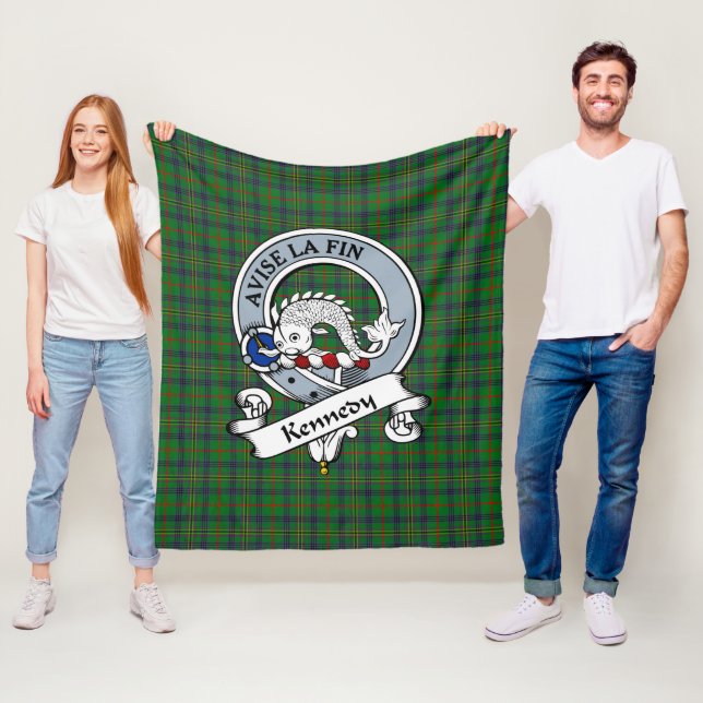 Couverture Polaire Kennedy Clan Badge Tartan Plaid (En situation)
