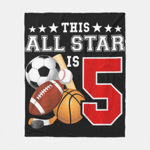 Couverture Polaire Kids 5 Year Old Sports Star Birthday Party All Spo