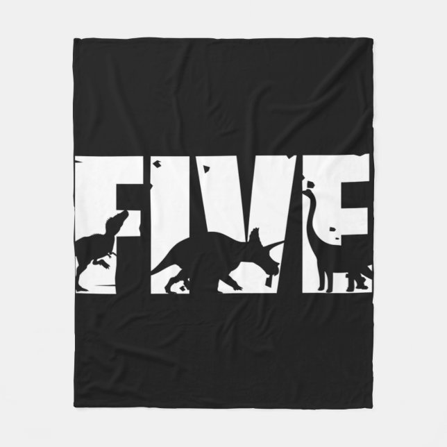 Couverture Polaire Kids 5 Years Old Birthday Boy Dinosaur T Rex Gift, (Devant)