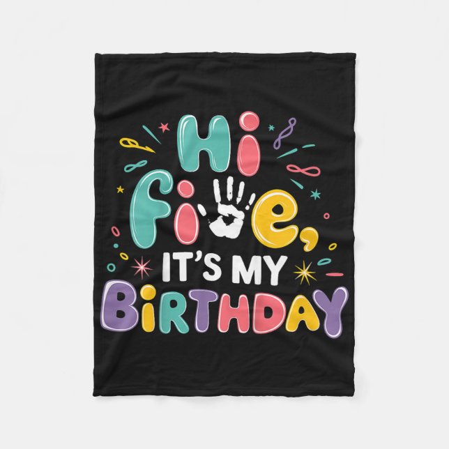 Couverture Polaire Kids Hi Five Its My Birthday 5th Birthday Party 5  (Devant)
