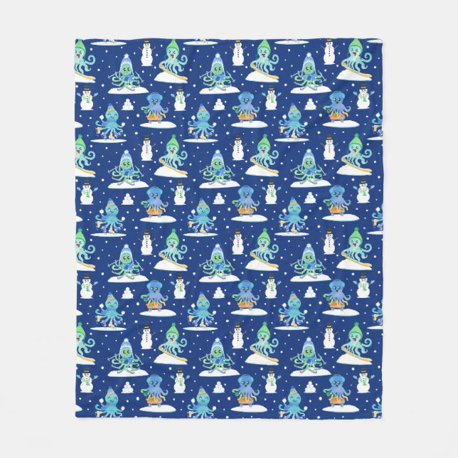Couverture Polaire Kids Octopus Winter Sports Funny Animal  (Devant)