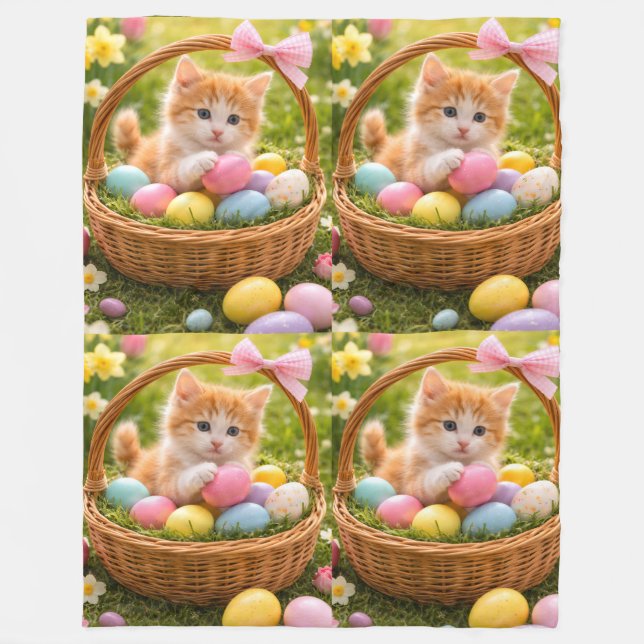 Couverture Polaire Kitten Photo Easter Eggs Pattern  (Devant)