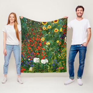 Couverture Polaire Klimt - Jardin agricole avec tournesols