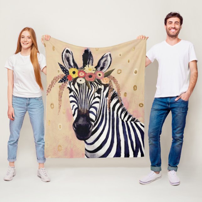 Couverture Polaire Klimt Zebra | Orné De Fleurs (En situation)
