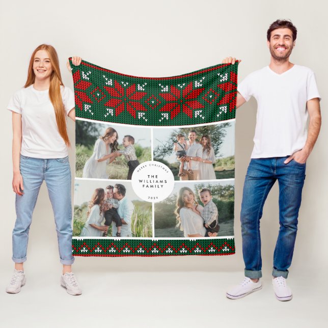 Couverture Polaire Knit Sweater Pattern Family Photo (En situation)