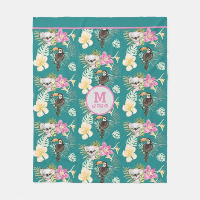 Couverture Polaire Koala Bear et Toucan Bird Pattern (Devant)