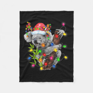 Couverture Polaire Koala Christmas Lights Funky Santa Hat Joyeux Chri