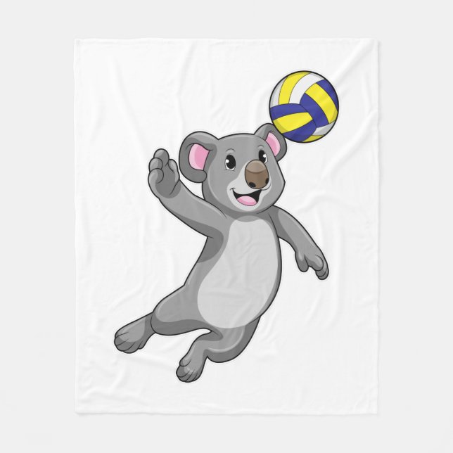 Couverture Polaire Koala comme joueur de volleyball avec volleyball (Devant)
