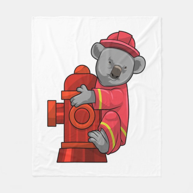 Couverture Polaire Koala en pompier avec borne d'incendie (Devant)
