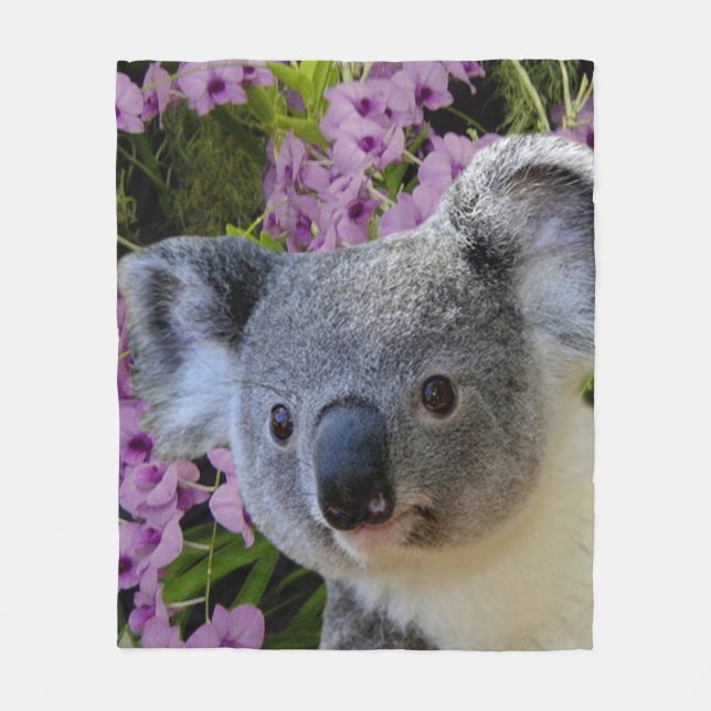 Couverture Polaire Koala et orchidées (Devant)
