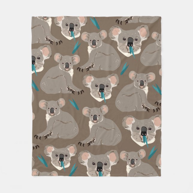 Couverture Polaire Koala sur arrière - plan brun neutre sans soudure  (Devant)
