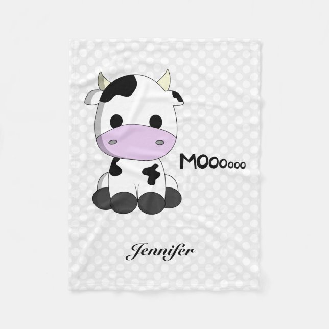 Couverture Polaire La bande dessinée mignonne de vache à bébé badine (Devant)