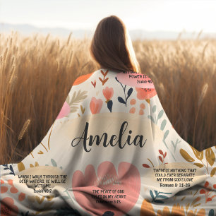 Couverture Polaire La Bible Florale Boho Versets Affirmation Avec Nom