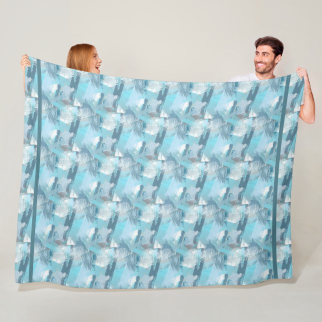 Couverture Polaire la brosse abstraite frotte le modèle turquoise (En situation)