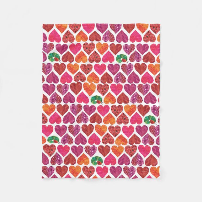 Couverture Polaire La Caterpillar Très Affamé | Motif cardiaque (Devant)