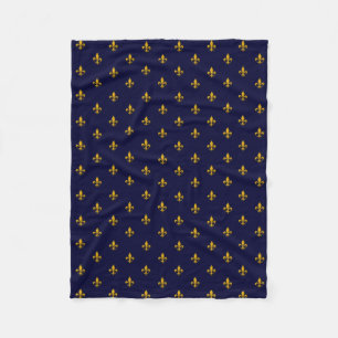 Couverture Polaire La fleur d'or de Lis sur le bleu marine