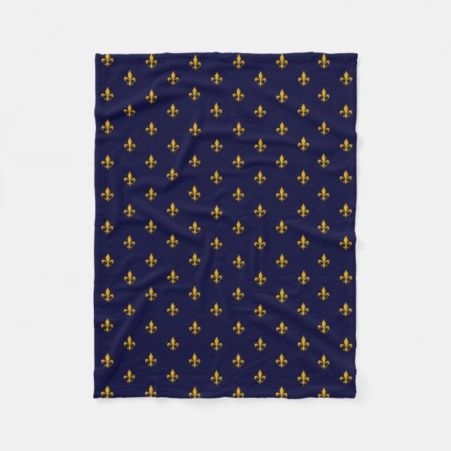 Couverture Polaire La fleur d'or de Lis sur le bleu marine (Devant)