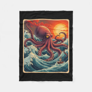 Couverture Polaire La Grande Vague Au Large De Kanagawa Octopus Retro