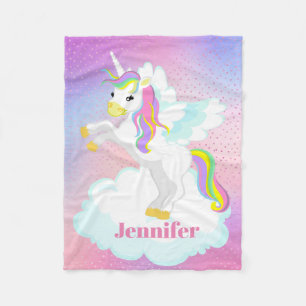 Couverture Polaire La licorne mignonne de bébé ajoutent le blanke