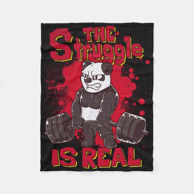 Couverture Polaire La Lutte Est Vraiment Drôle Panda Gym Bodybuilding (Devant)