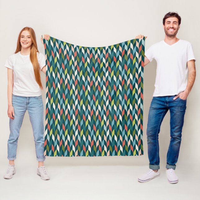 Couverture Polaire La moitié du siècle Teal moderne et motif de (En situation)
