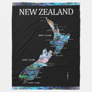 COUVERTURE POLAIRE LA NOUVELLE ZÉLANDE CARTE PAUA JETTE BLANKET