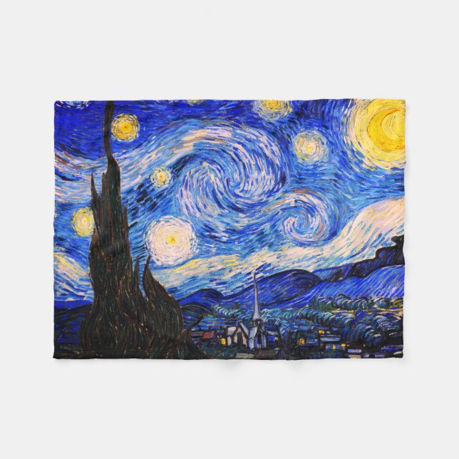 Couverture Polaire La nuit étoilée par Vincent Van Gogh (Devant (Horizontal))