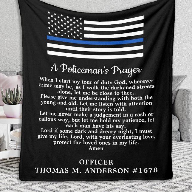 Couverture Polaire La prière du policier Drapeau de ligne bleu clair  (Créateur téléchargé)