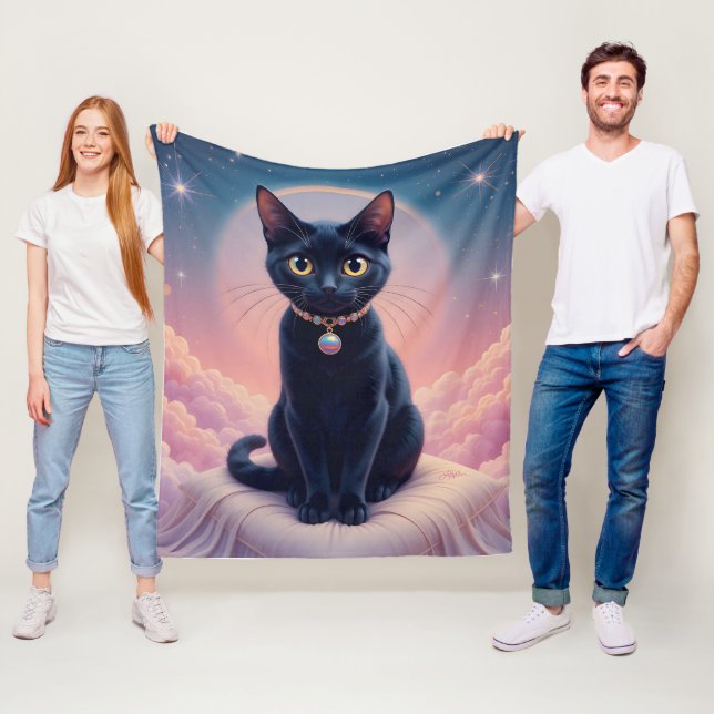 Couverture Polaire La Reine Du Ciel De Chat Noir (En situation)