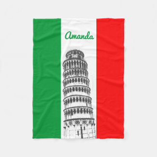 Couverture Polaire La tour penchée de Pise et le drapeau italien