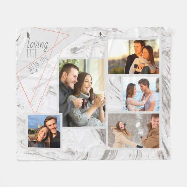 Couverture Polaire La vie affectueuse avec vous marbre de gris de (Devant (Horizontal))