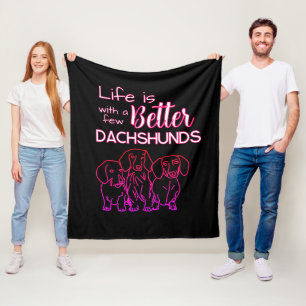 Couverture Polaire La vie est meilleure avec Dachshunds néon rose doo