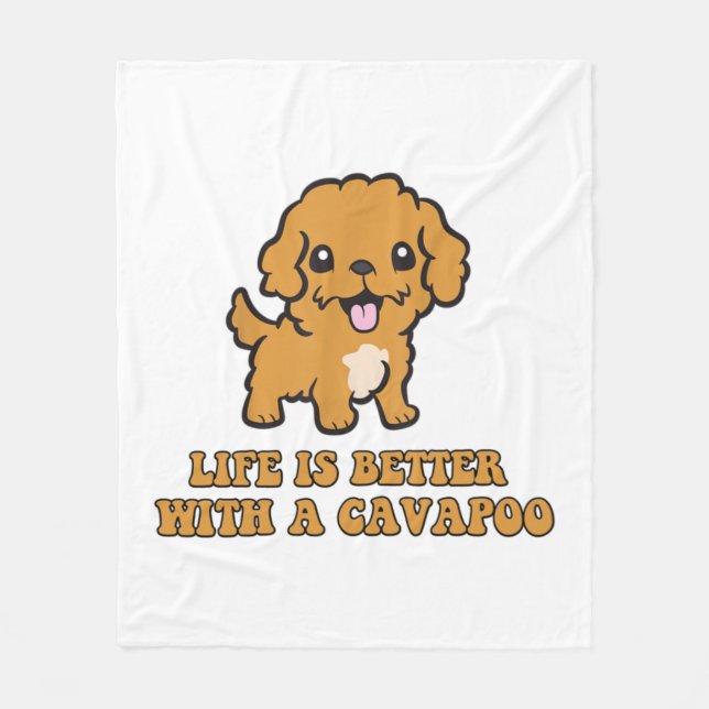 Couverture Polaire La Vie Est Meilleure Avec Le Cavapou - Amoureux Du (Devant)