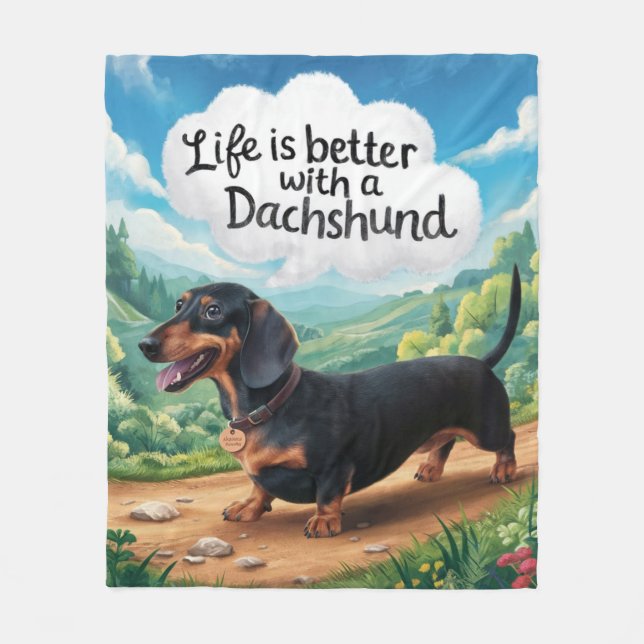 Couverture Polaire La Vie Est Meilleure Avec Un Dachshund (Devant)